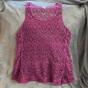 Plum Crochet Lace Tank Top